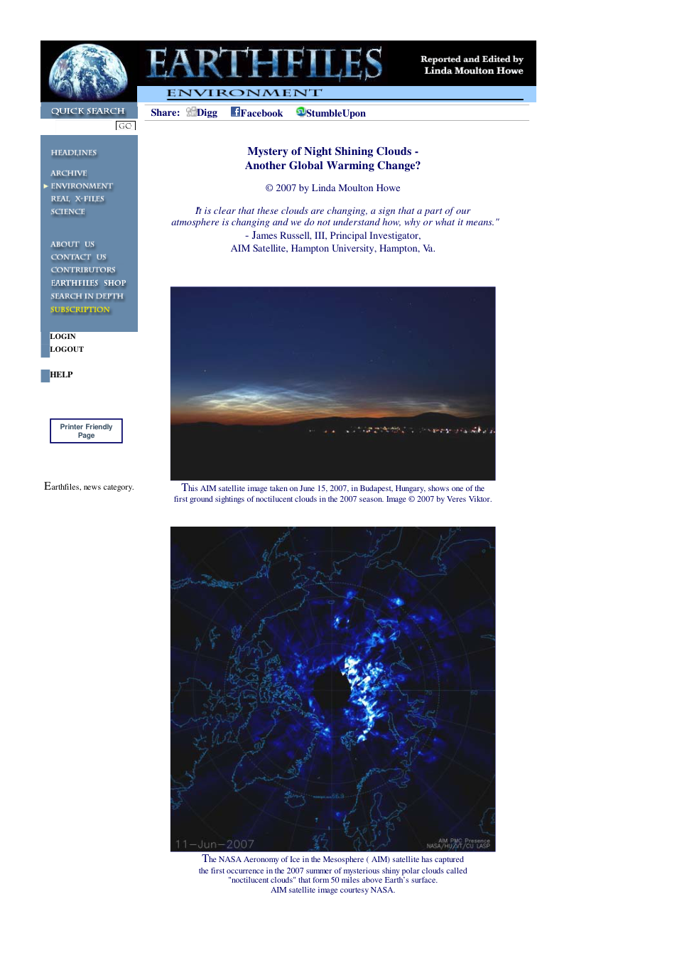 07 11 2007 Mystery of Night Shining Clouds - Another Global Warming Change cover