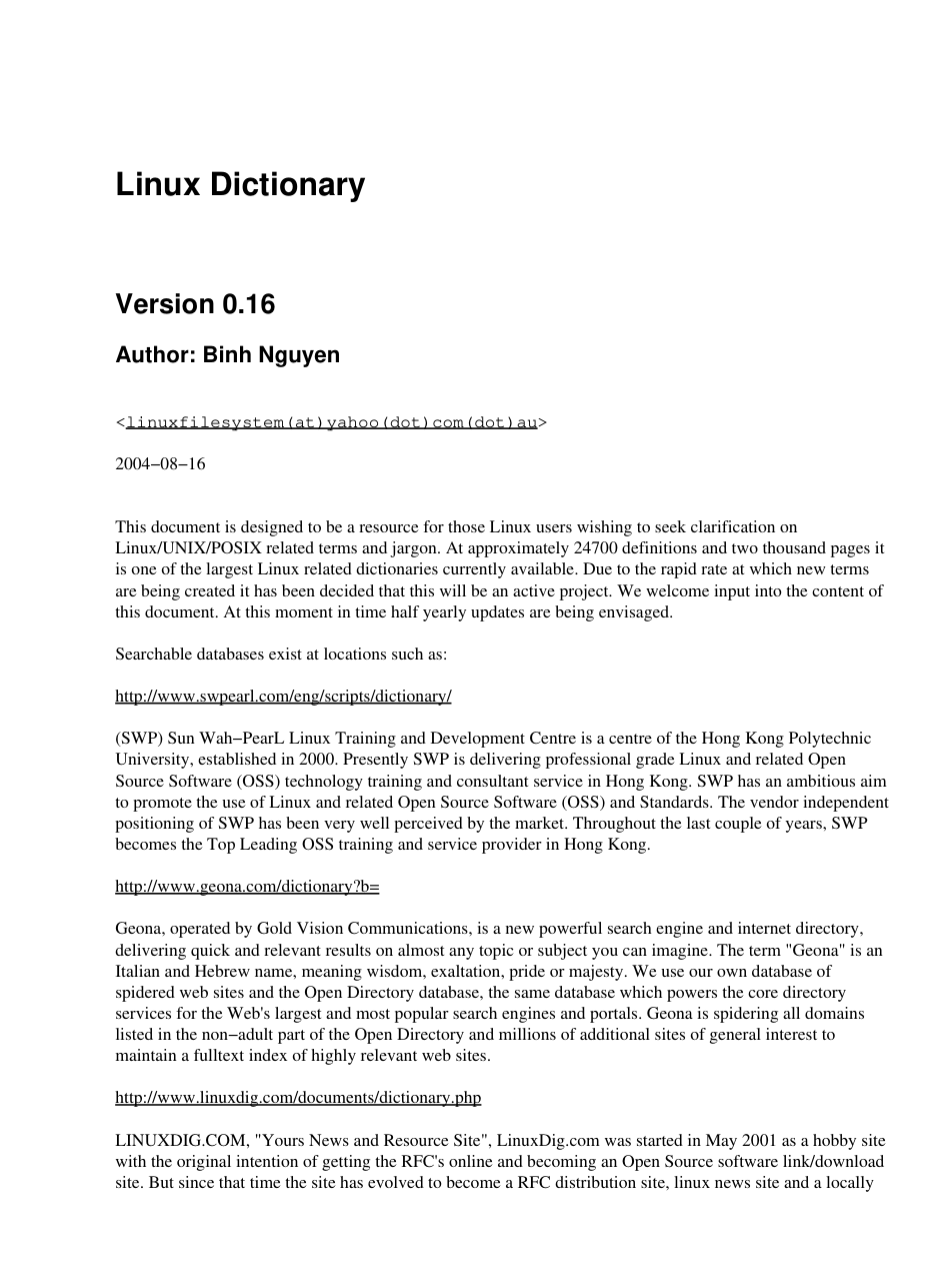 Linux Dictionary cover