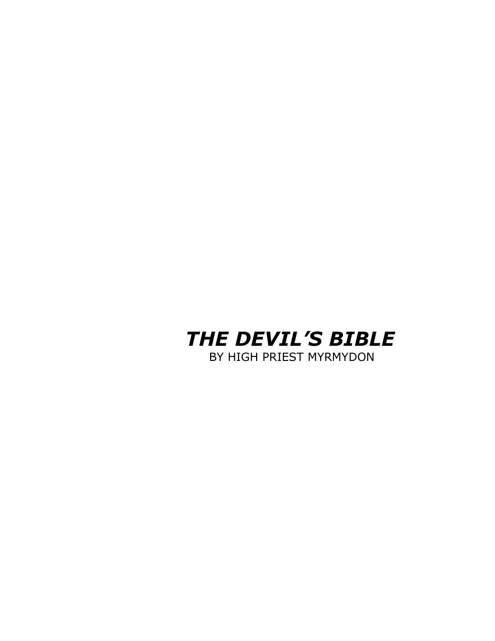 The Devil's Bible by Brother Myrmydon cover