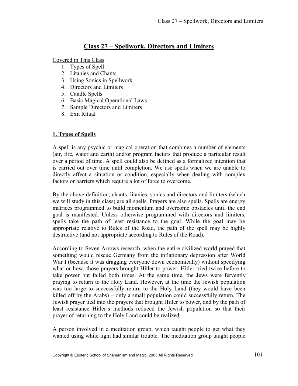 Class 27 Spellwork, Directors and Limiters cover