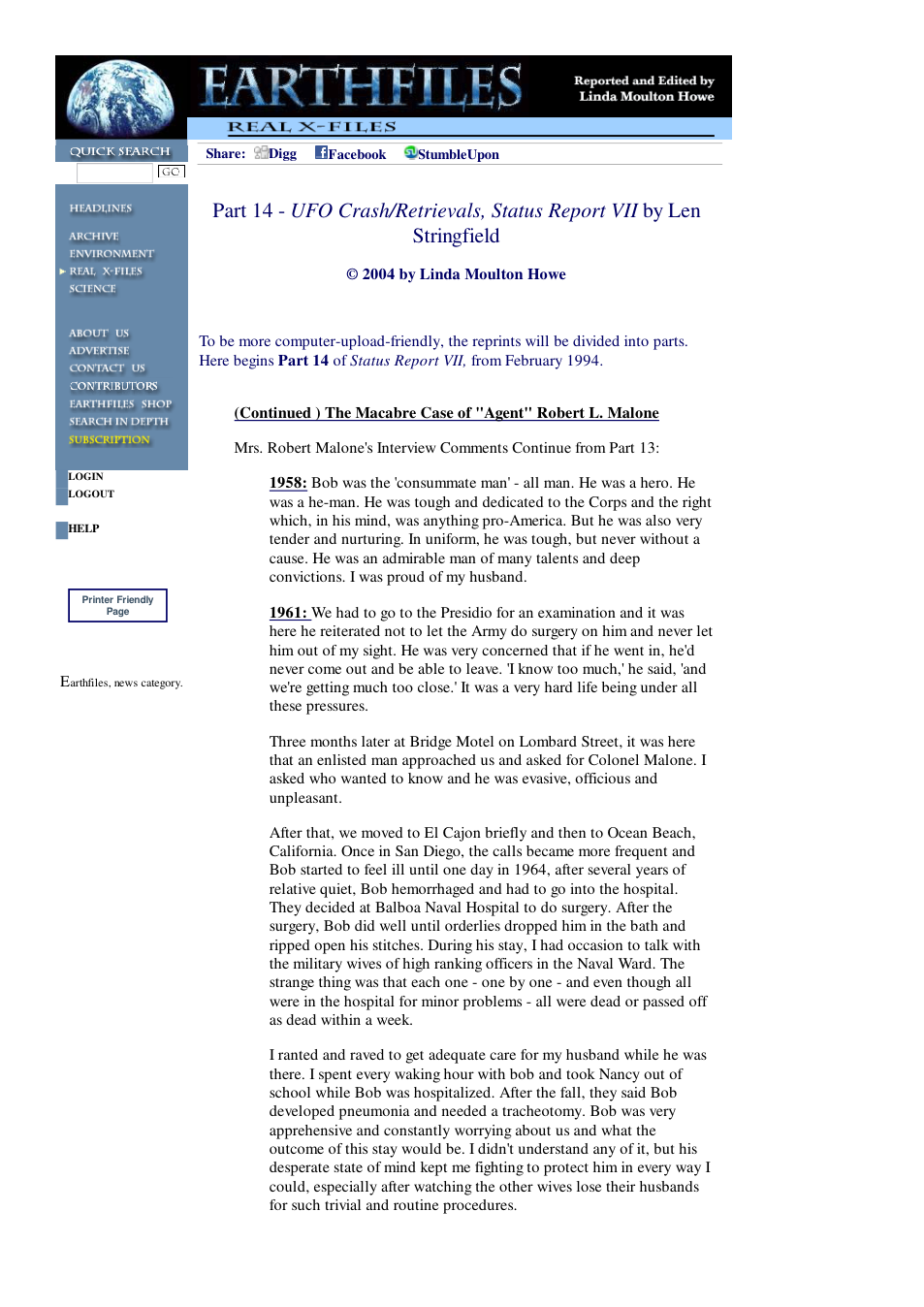 02 13 2004 Part 14 - UFO Crash Retrievals, Status Report VII by Len Stringfield cover