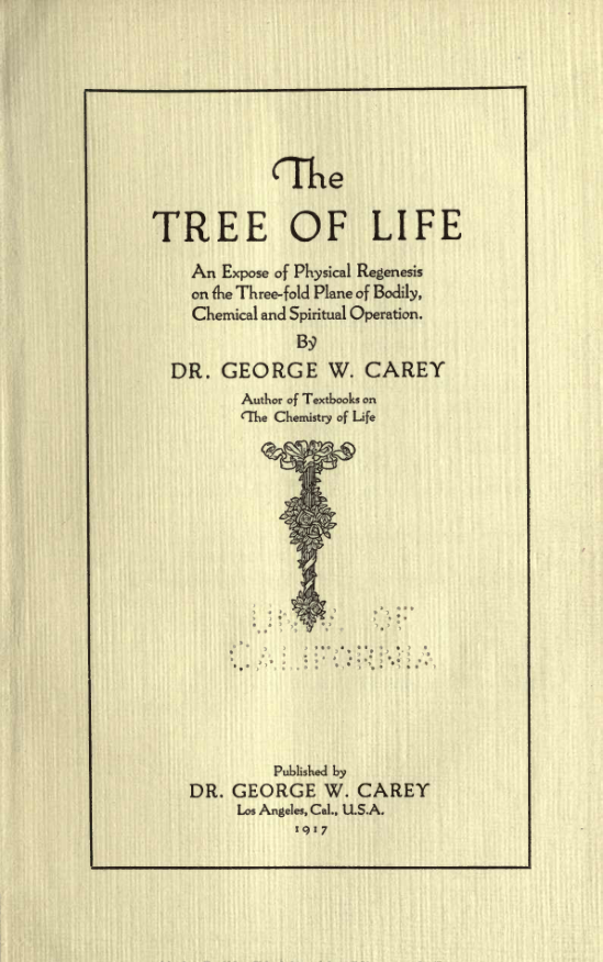 The Tree Of Life - G W Carey cover