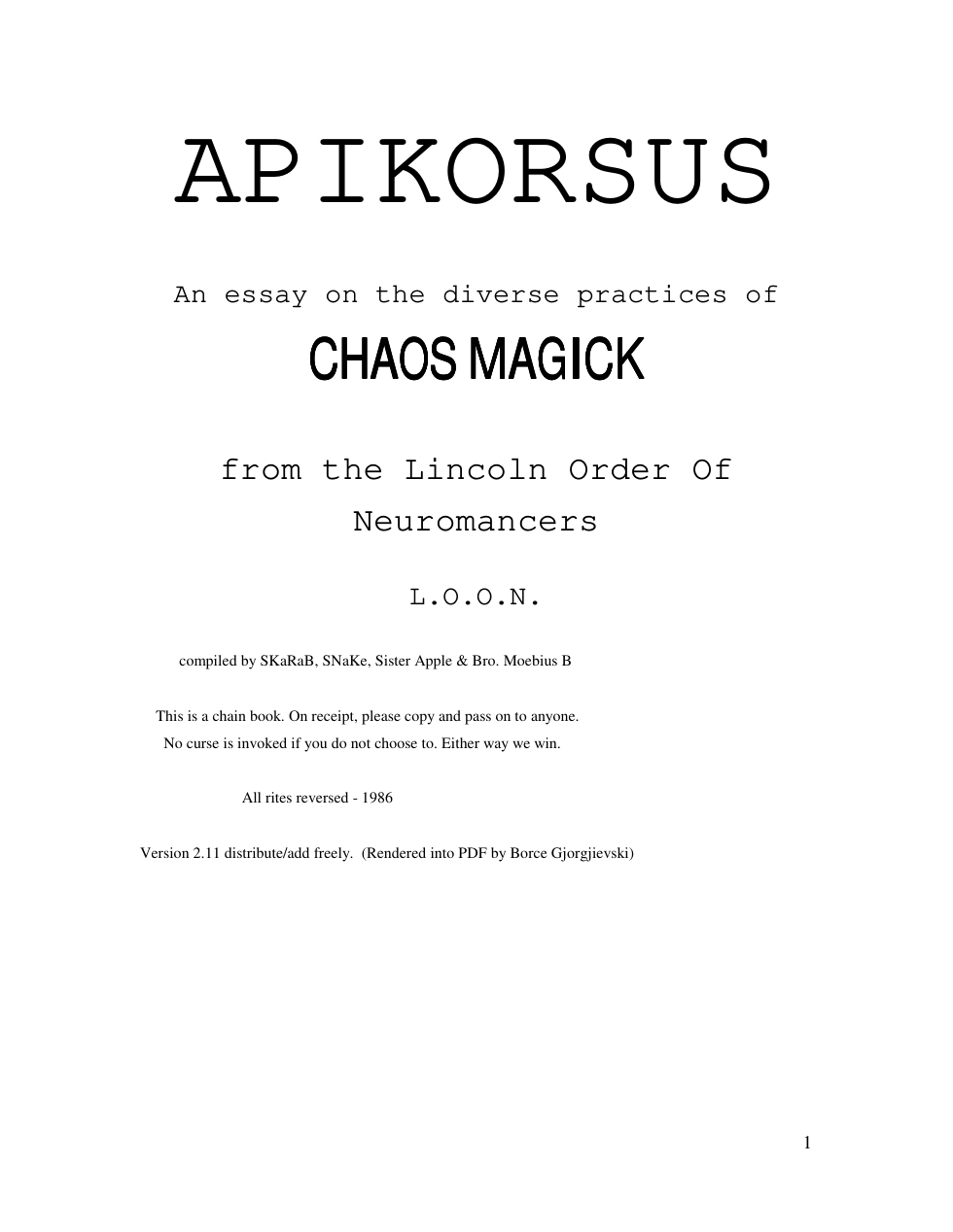 Apikorsus cover