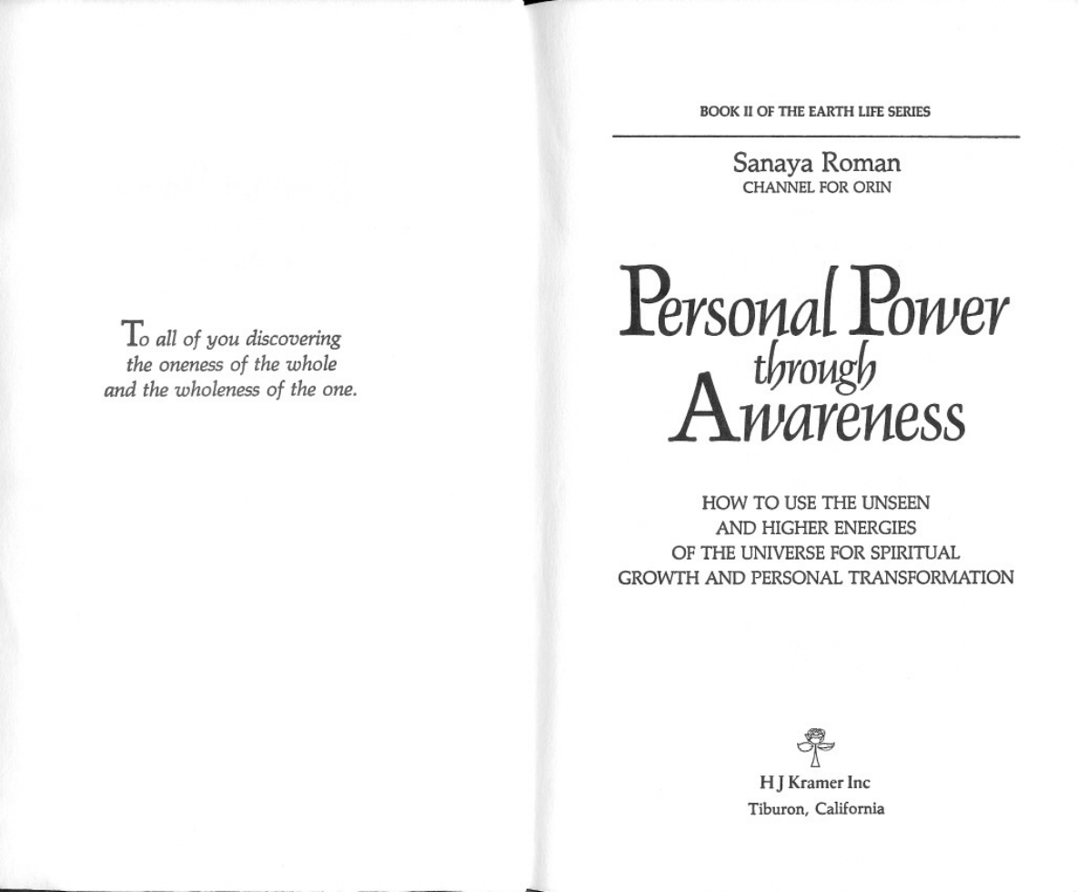 Sanaya Roman - Channel For Orin - Personal Power Through Awareness cover