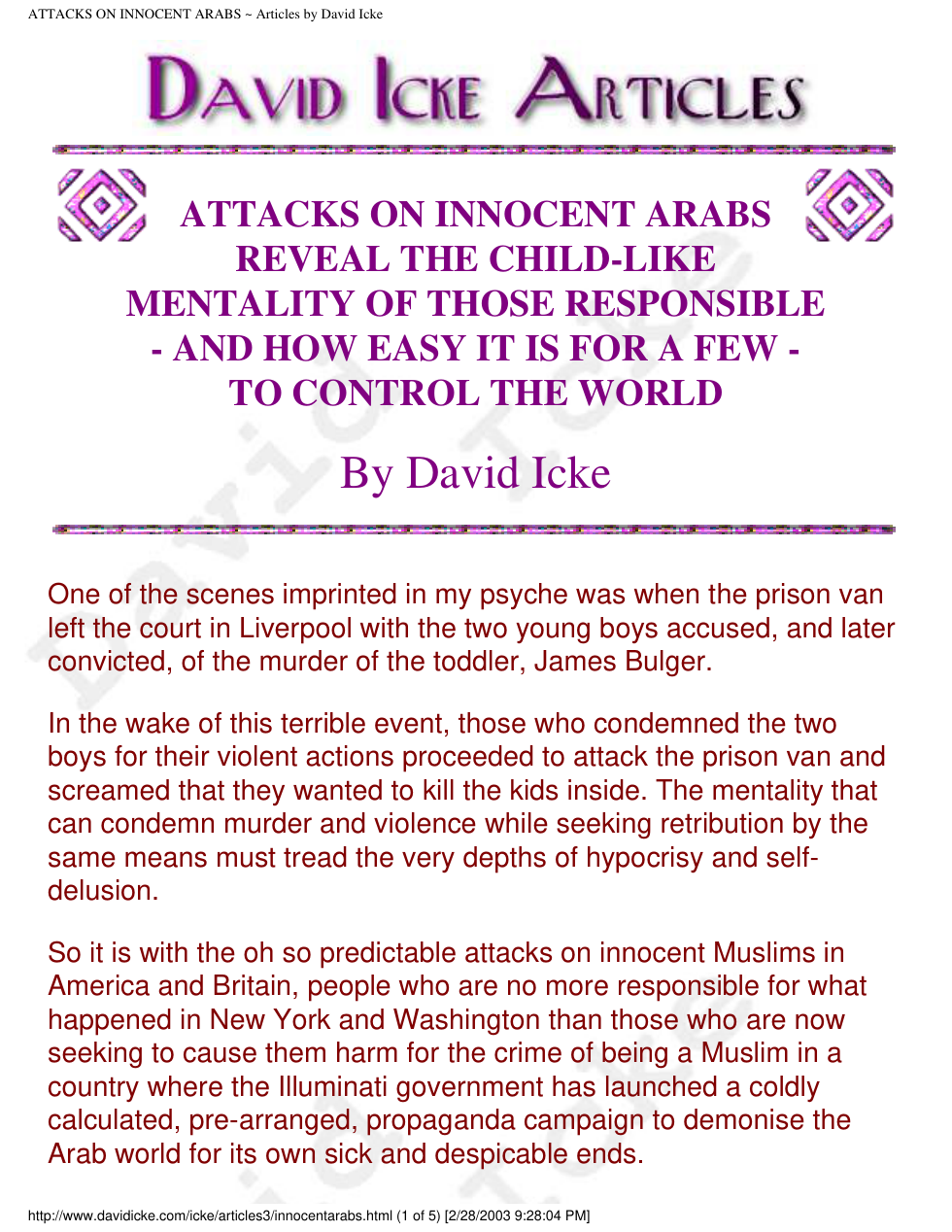 David Icke - Innocents Attacked cover