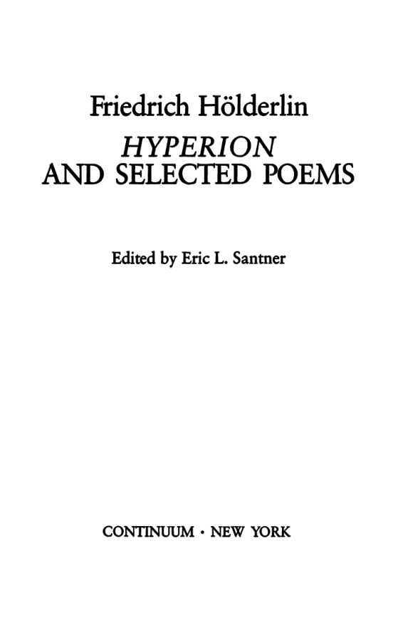 Friedrich Holderlin - Hyperion and Selected Poems cover