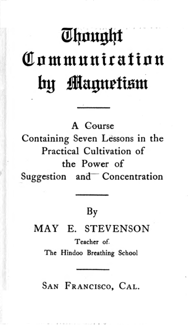 Thought Communication by Magnetism - M E Stevenson cover