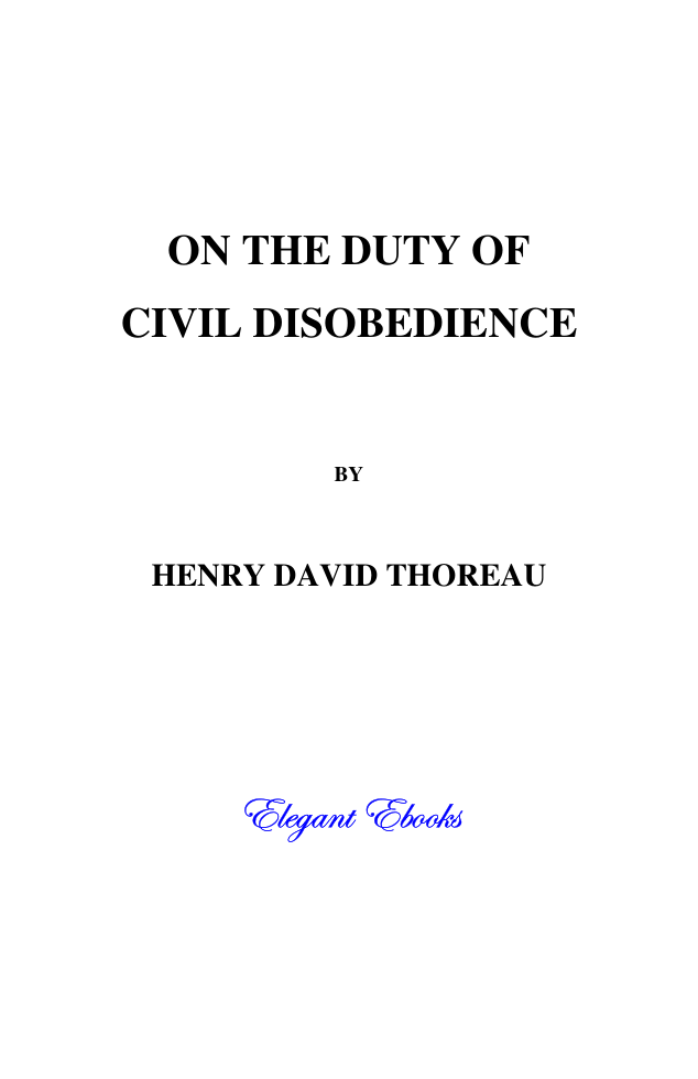 Henry David Thoreau - Civil Disobedience cover