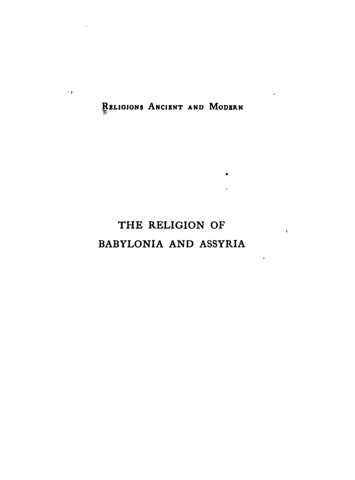 The Religion of Babylonia & Assyria - T G Pinches cover