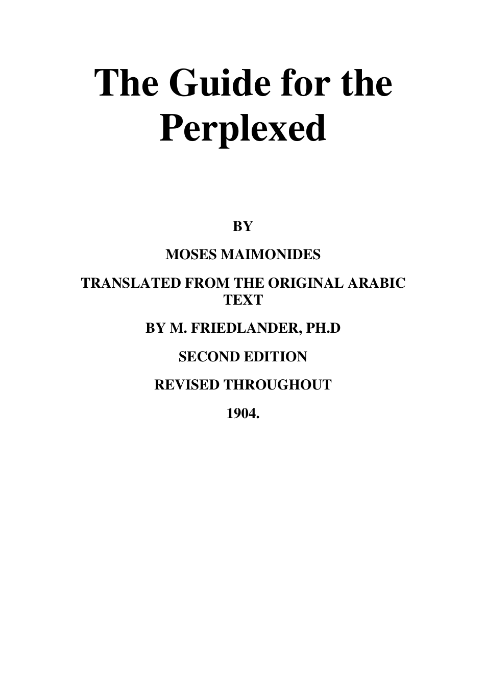The Guide for the Perplexed - M Maimondes cover