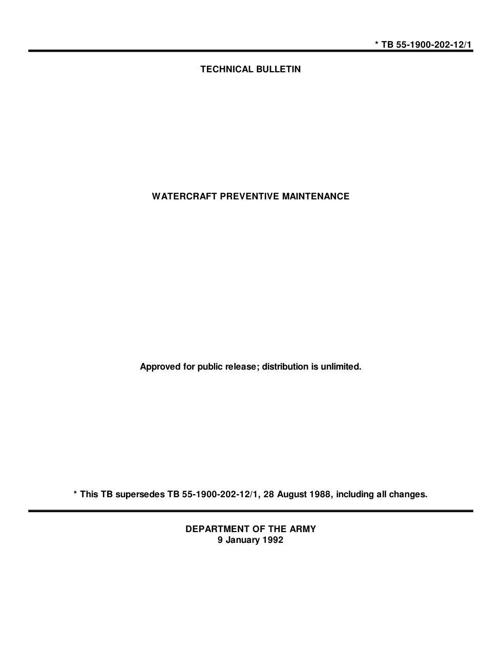 ARMY Preventive Watercraft Maintenance 1992 18 pages cover