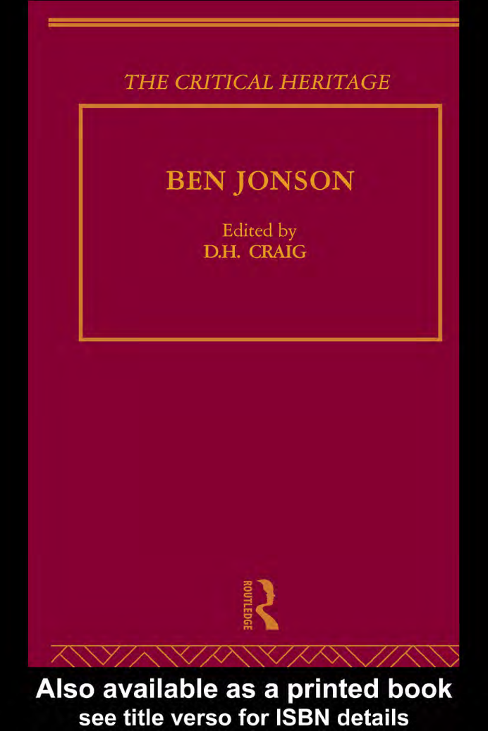 Ben Jonson - The Critical Heritage cover