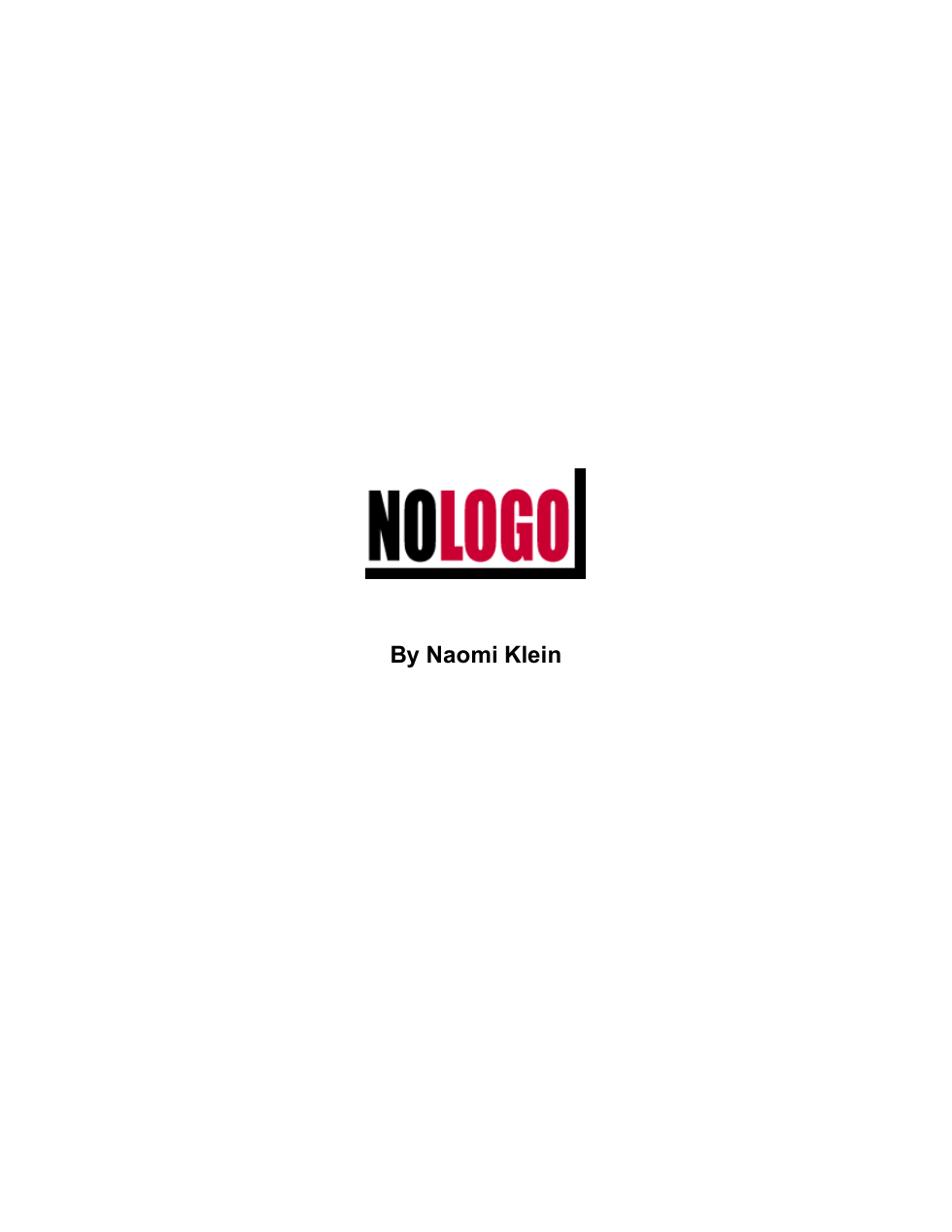 Klein, Naomi - No Logo (2000) cover