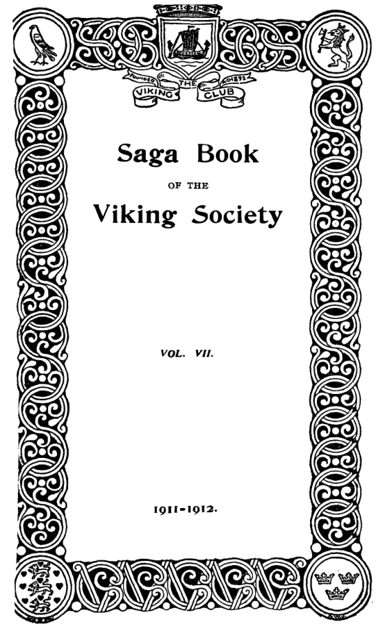 Saga Book of the Viking Club Vol. VII cover