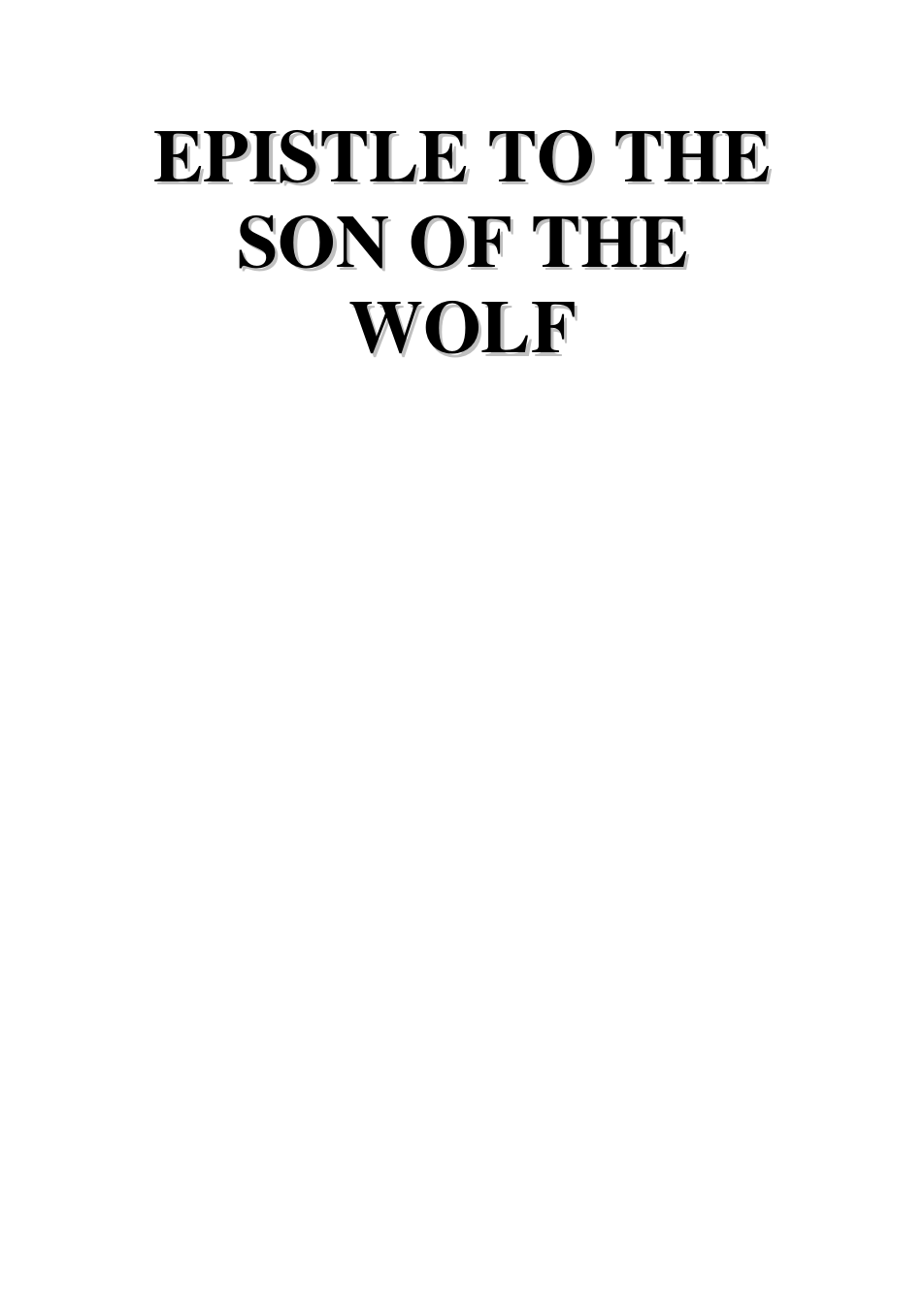 Epistle to the Son of the Wolf cover