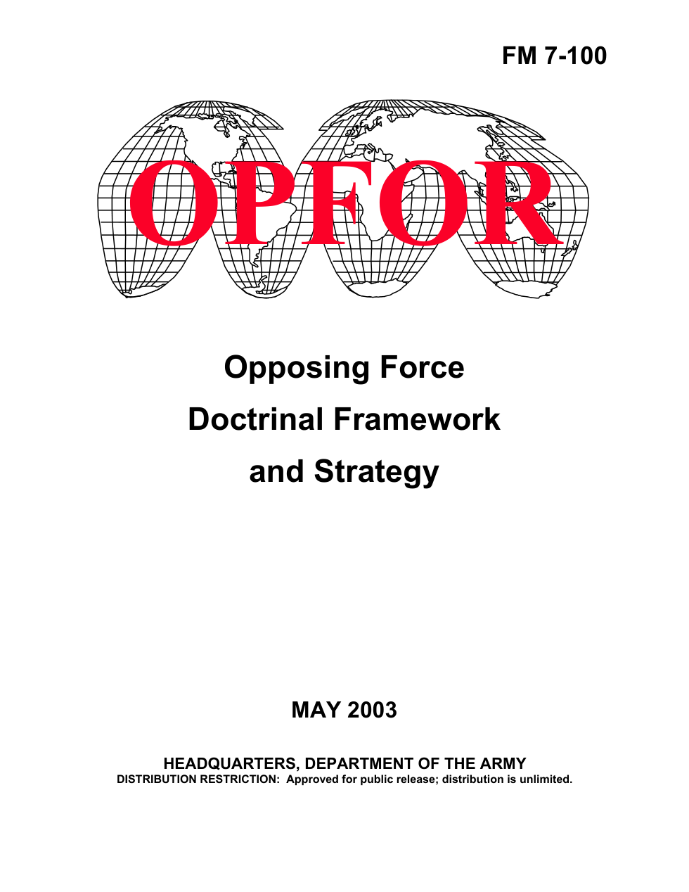FM 7-100 Opposing Force Doctrinal Framework and Strategy cover