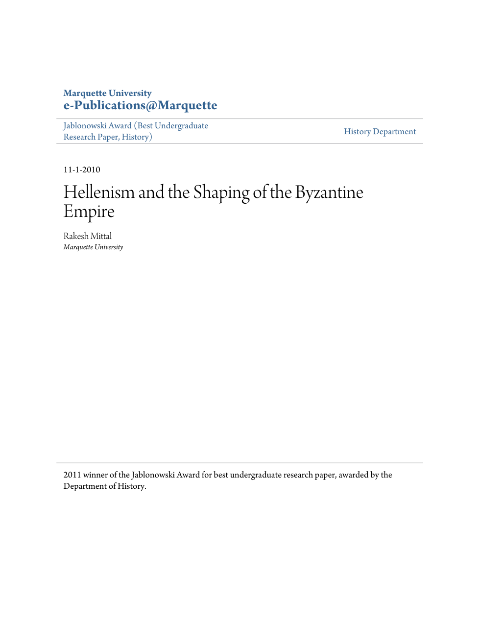 Hellenism in Byzantium cover