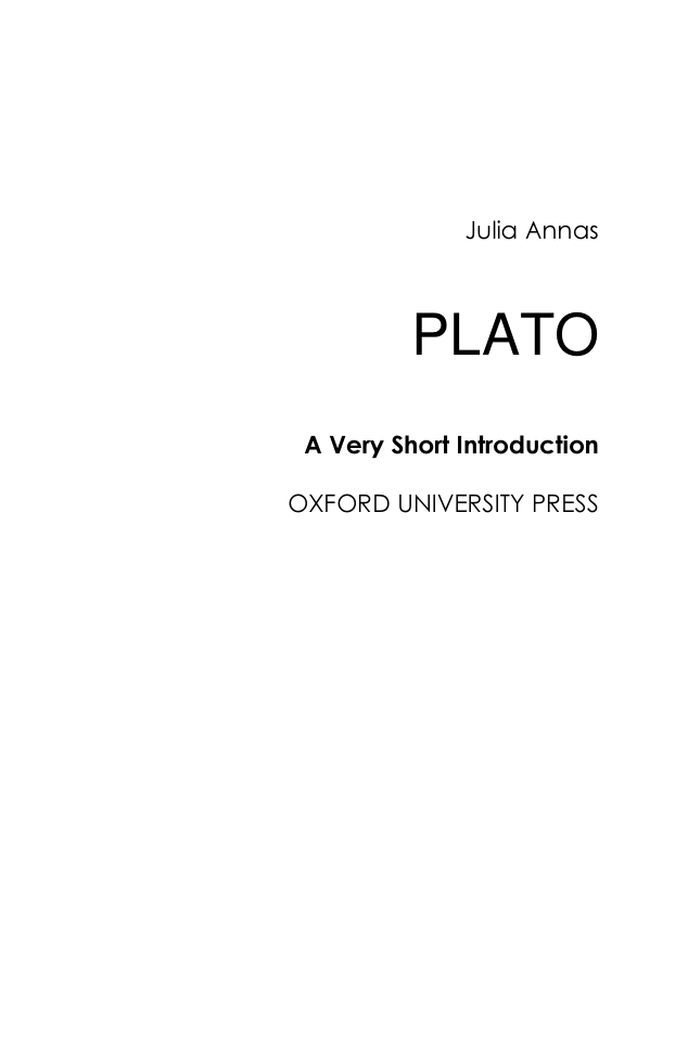 Plato - A Very Short Introduction cover