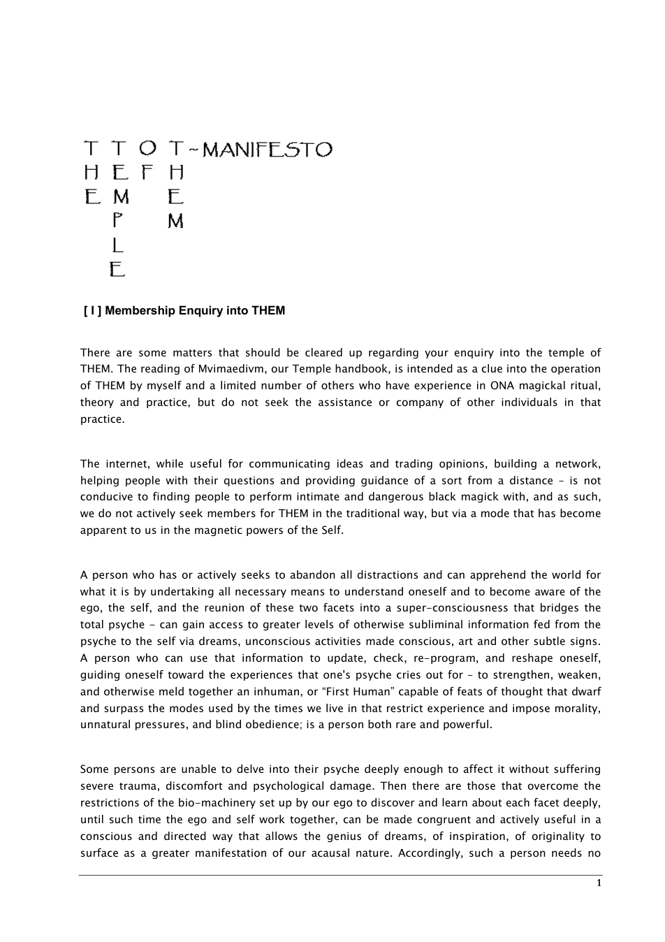 The Temple of THEM Manifesto cover