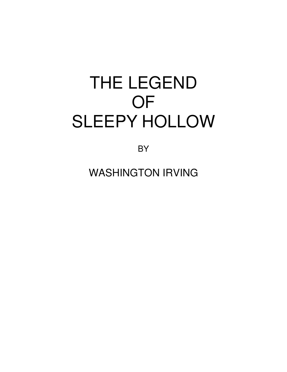 The Legend of Sleepy Hollow by Washington Irving cover
