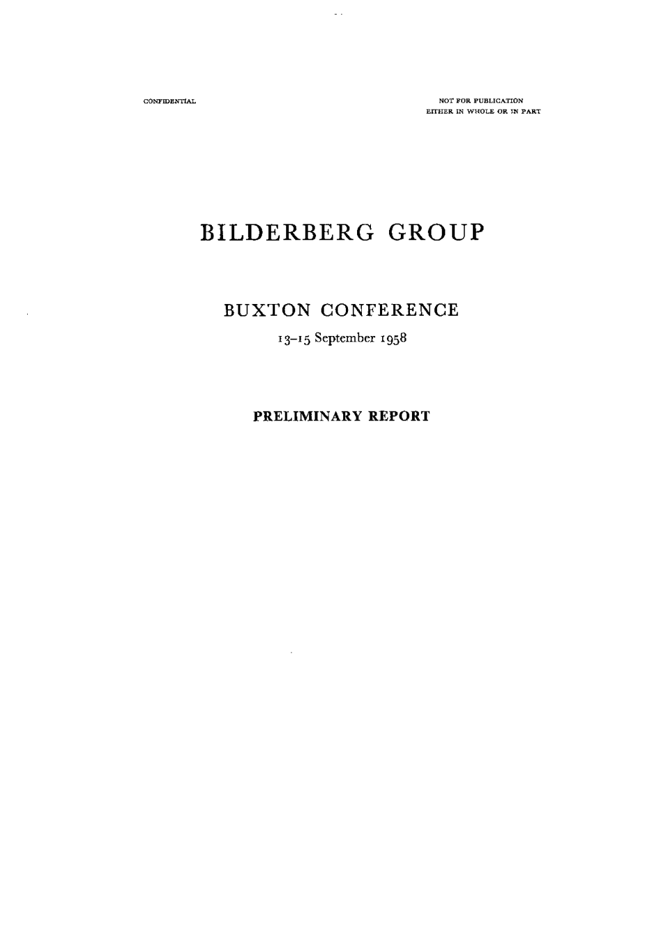 Bilderberg 1958 - Report cover