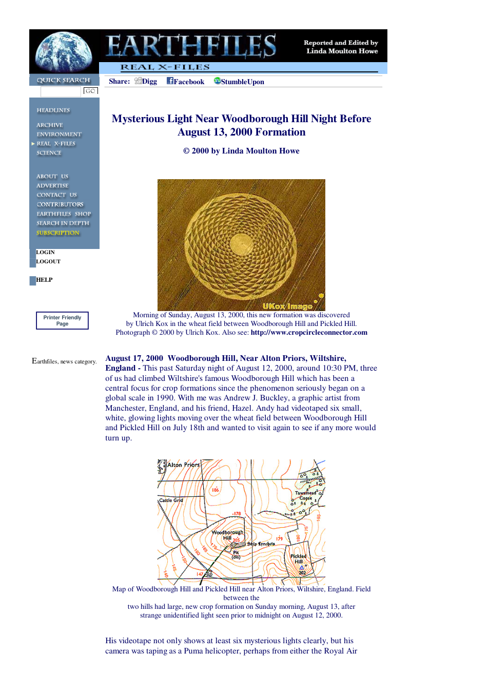 08 17 2000 Mysterious Light Near Woodborough Hill Night Before August 13, 2000 Formation cover
