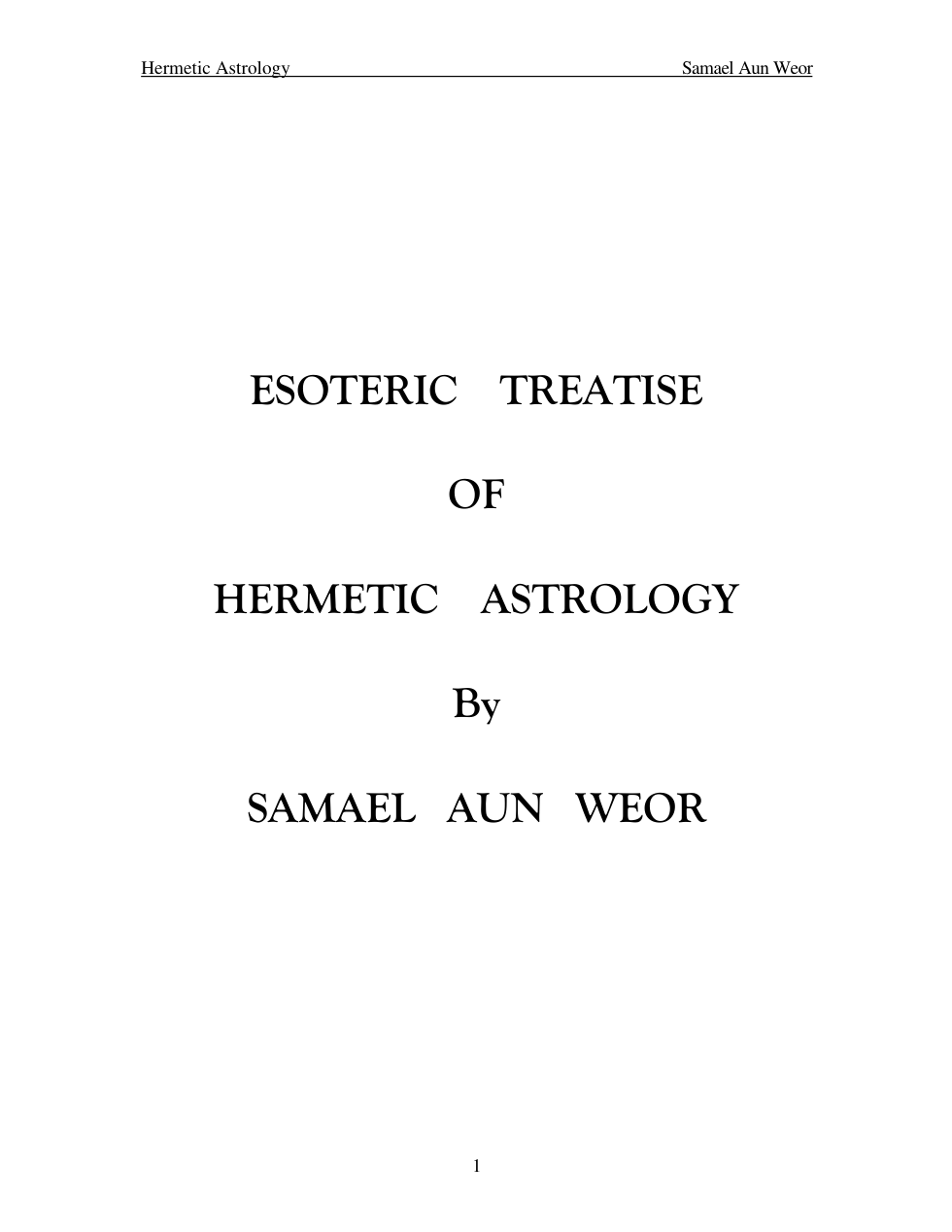 Esoteric Treatise Of Hermetic Astrology cover