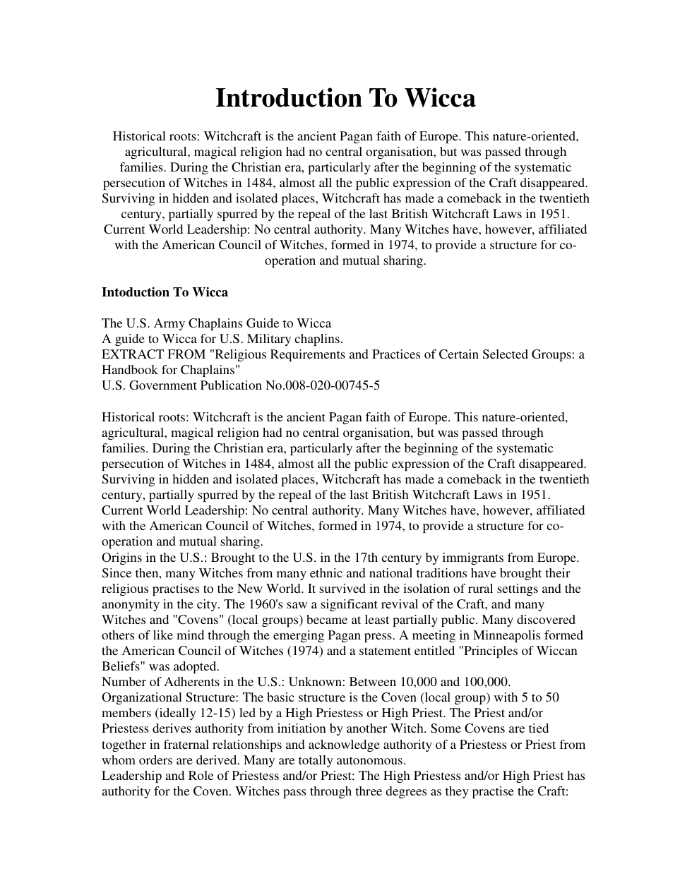 Introduction to some Wiccan Principles [1 ebook - PDF] cover