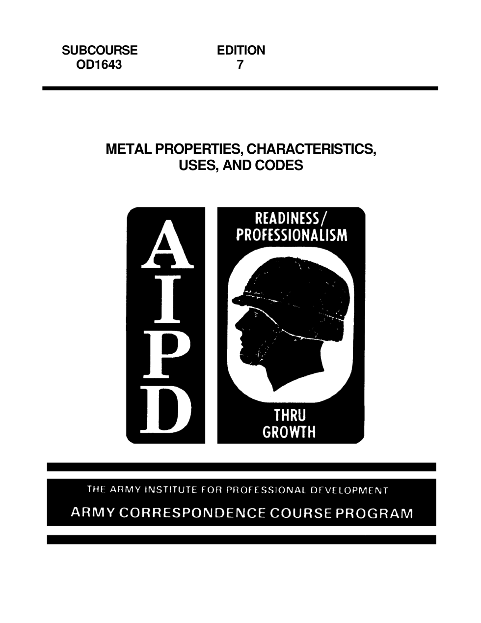 ARMY Machinist - Metal Prop. Characterist. Uses,Codes 98p. cover