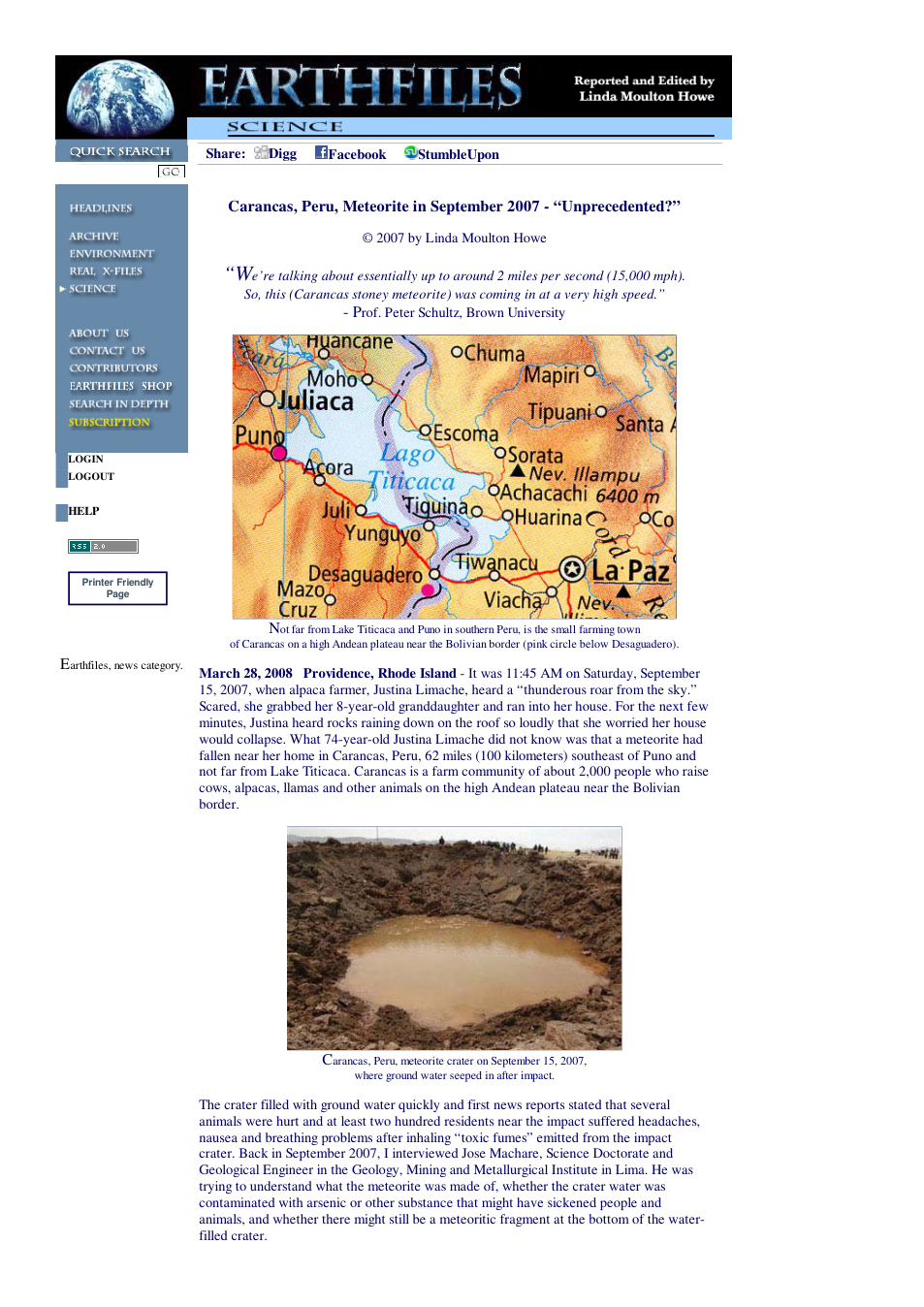 03 28 2008 Carancas, Peru, Meteorite in September 2007 - Unprecedented cover