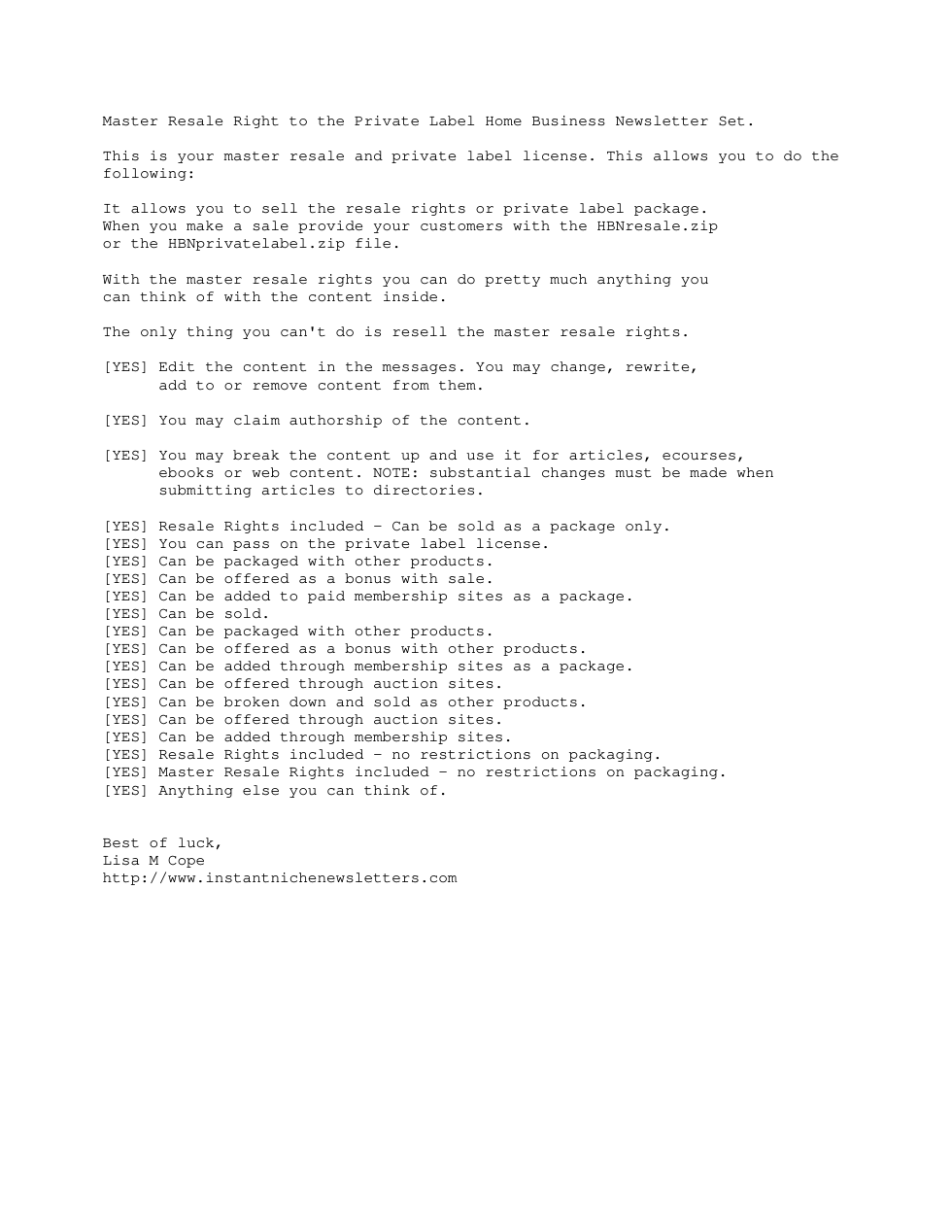 IMPORTANT Master Resale License information cover
