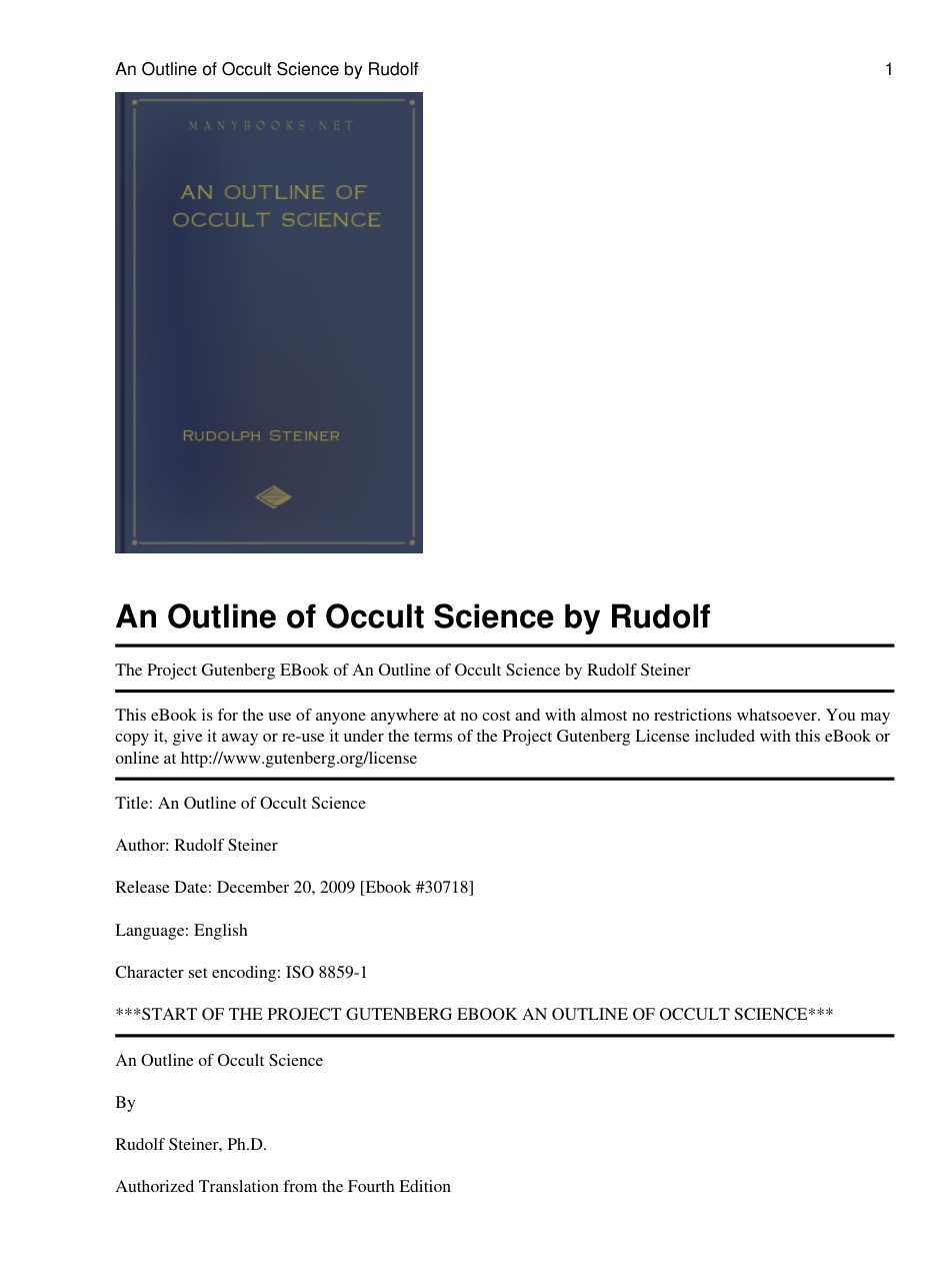 Rudolph Steiner - An Outline of Occult Science cover