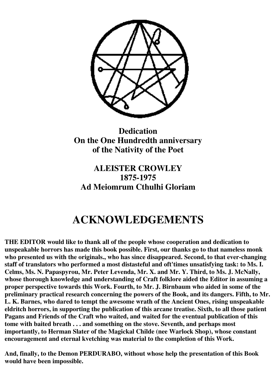 The Necronomicon Crowley One Hundred Anniversary Edition cover