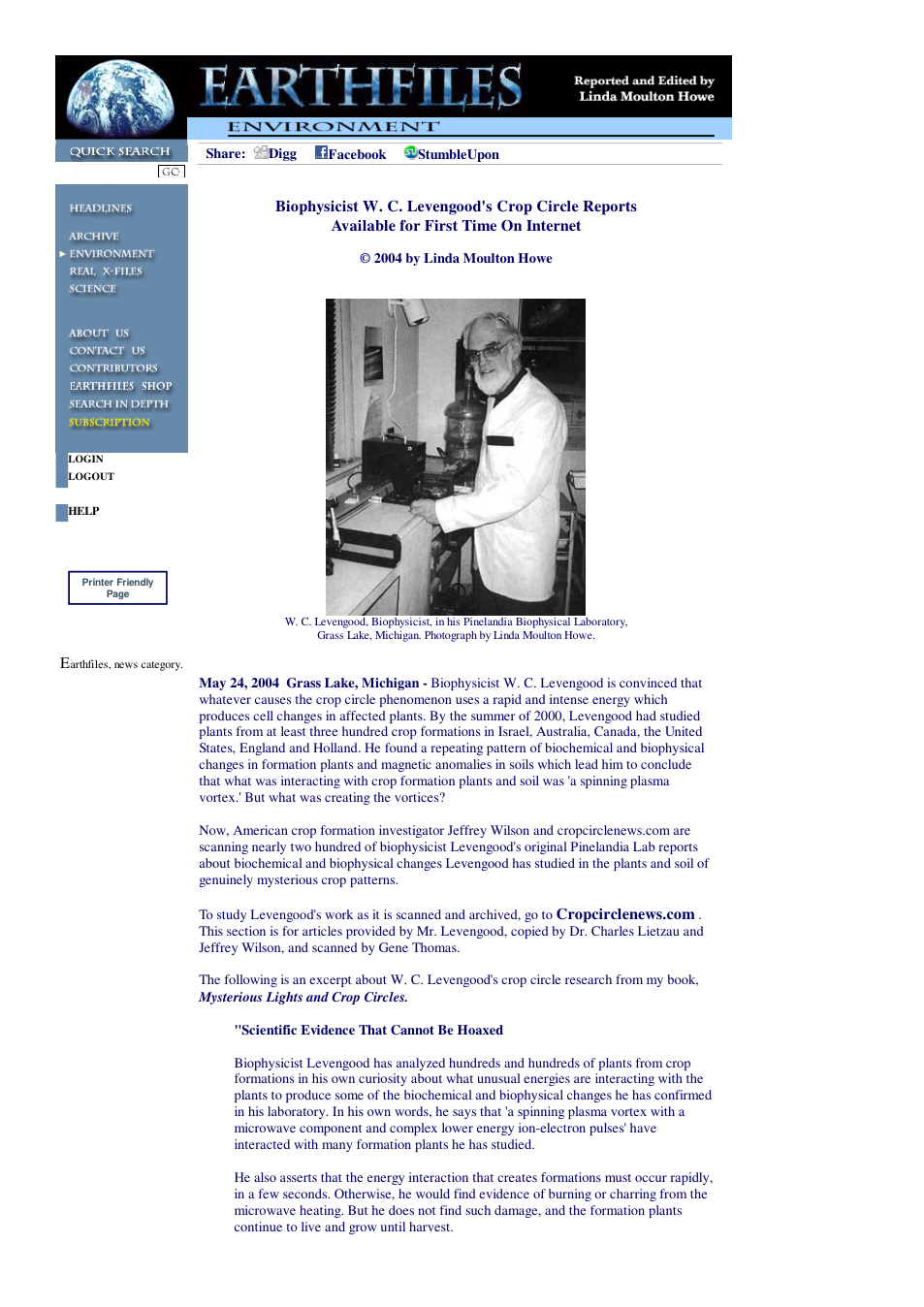 05 24 2004 Biophysicist W. C. Levengood's Crop Circle Reports Available for First Time On Internet cover