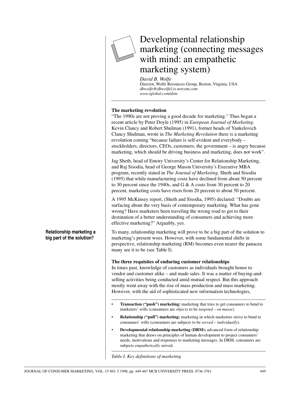 Developmental Relationship Marketing cover