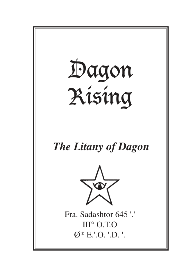 Frater Sadashtor-Dagon Rising cover