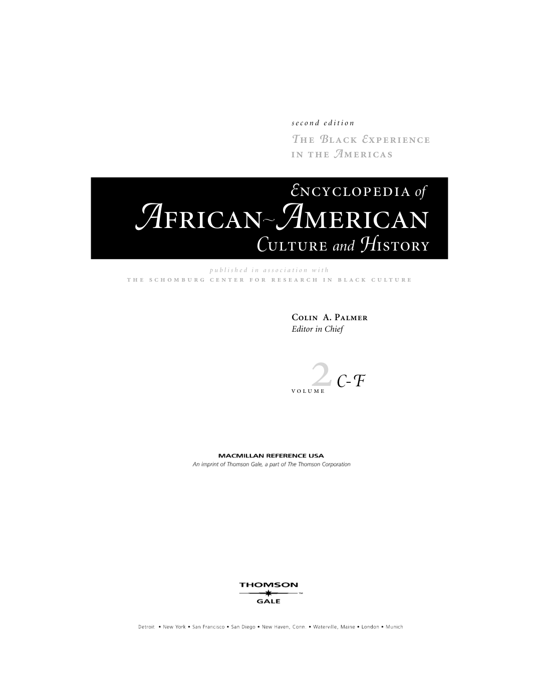 Gale Group Encyclopedia of African American Culture and History 2nd Vol 2 cover