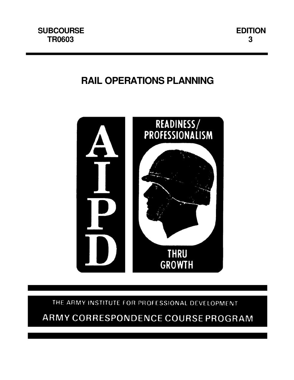 ARMY Railroad - Rail Ops Planning Ed. 3 169 pages cover