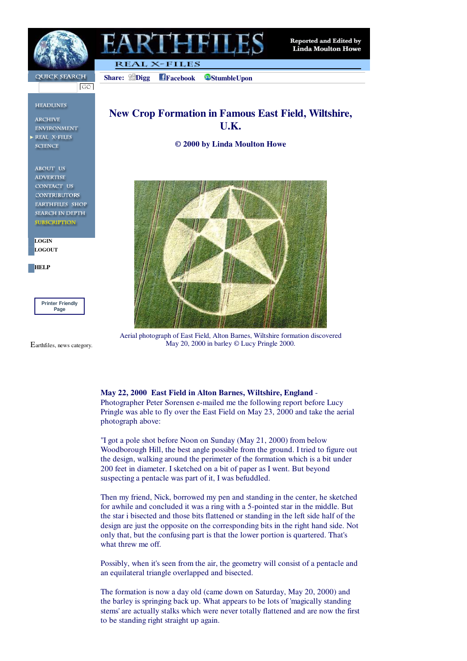 05 22 2000 New Crop Formation in Famous East Field, Wiltshire, U.K. cover