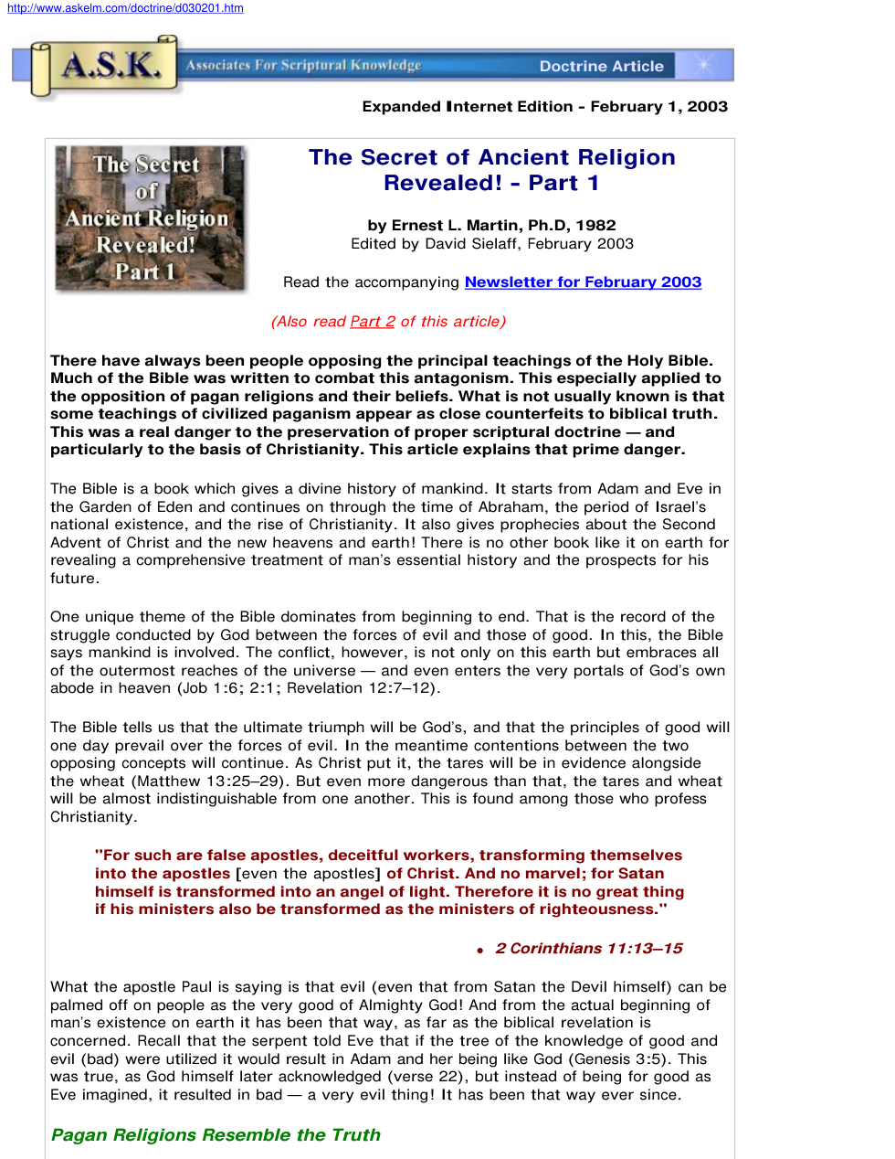 Secret of Ancient Religion Revealed Part 1 cover