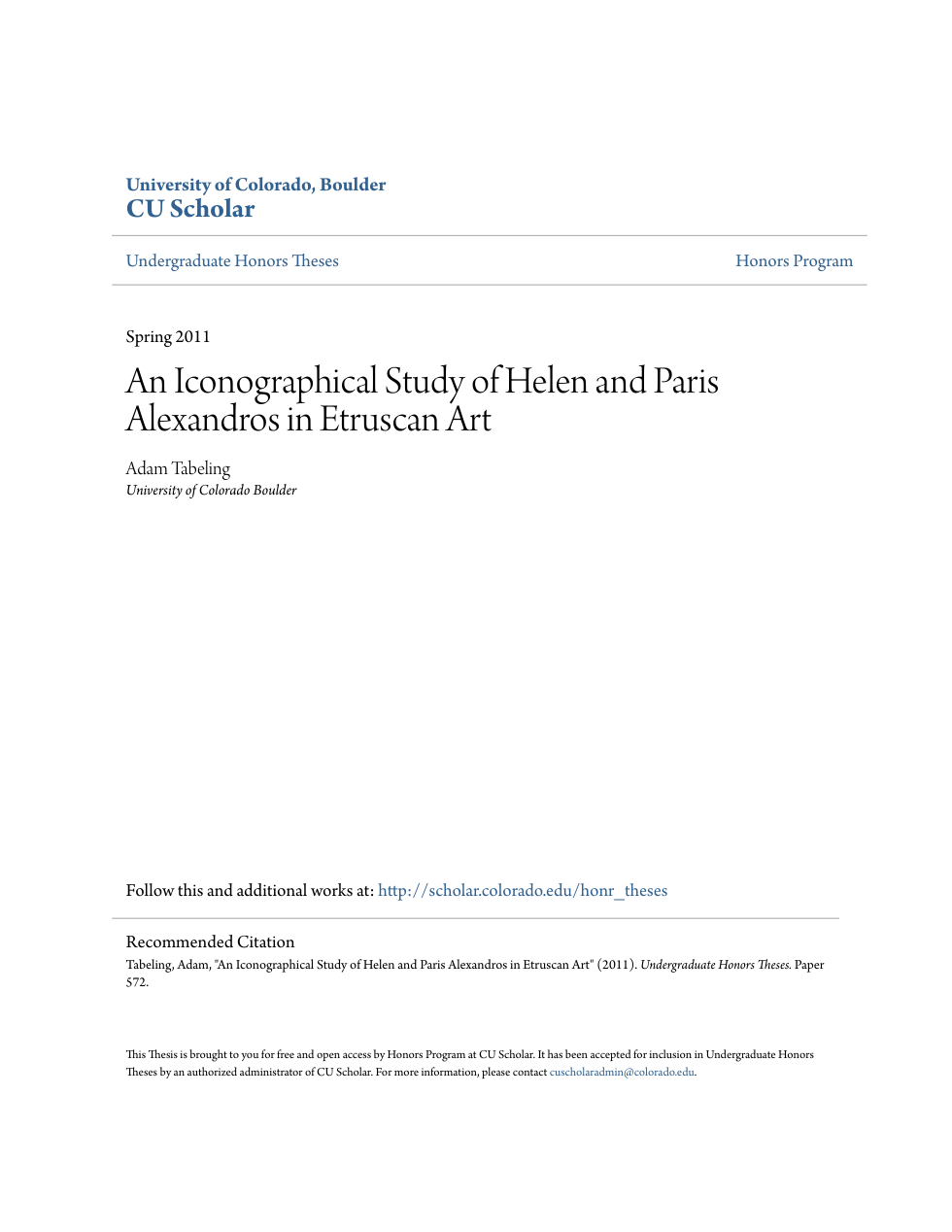 An Iconographical Study of Helen and Paris Alexandros in Etruscan cover
