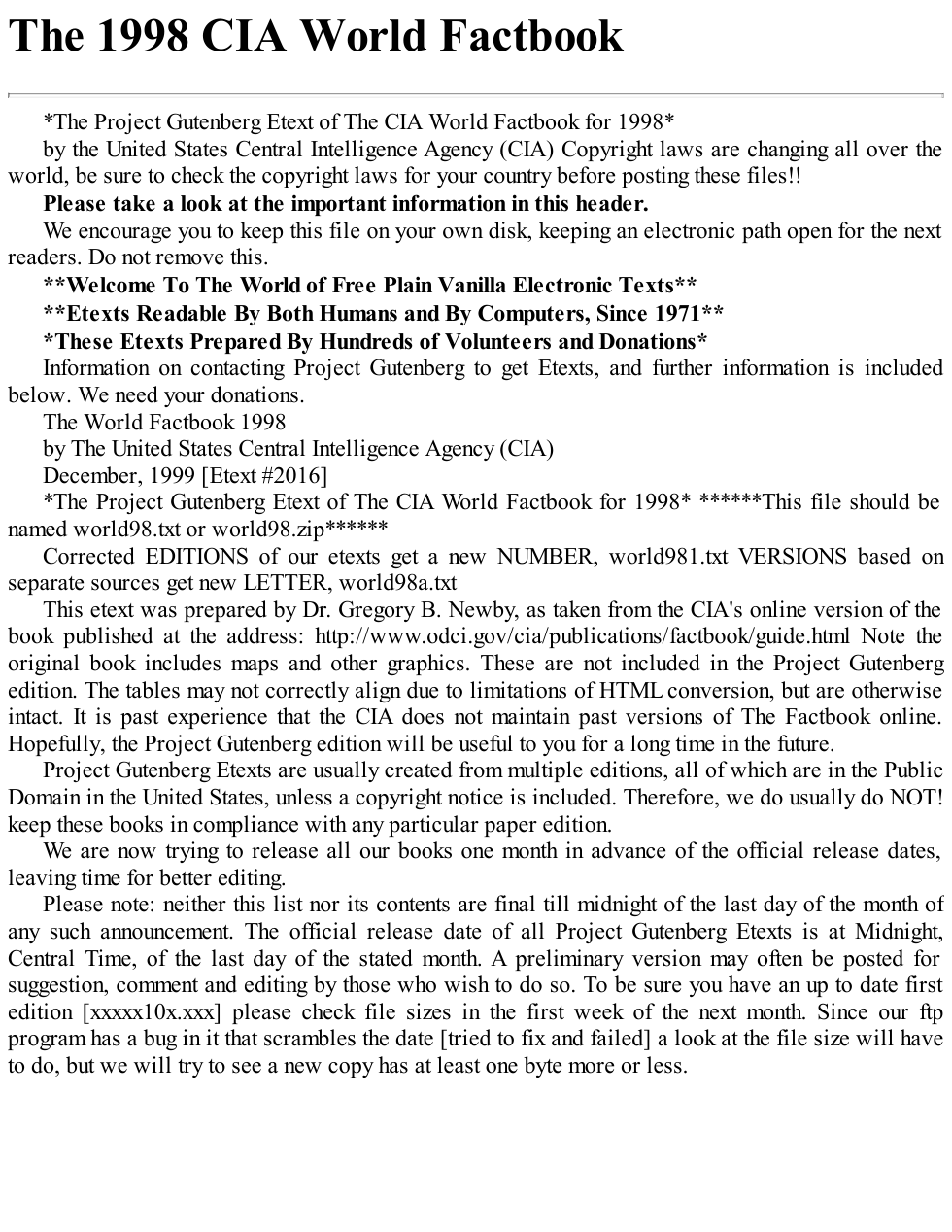 cia - 1998 cia world factbook cover