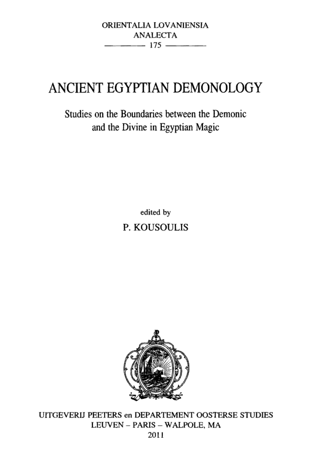 Ancient Egyptian Demonology edited by P. Kousoulis cover