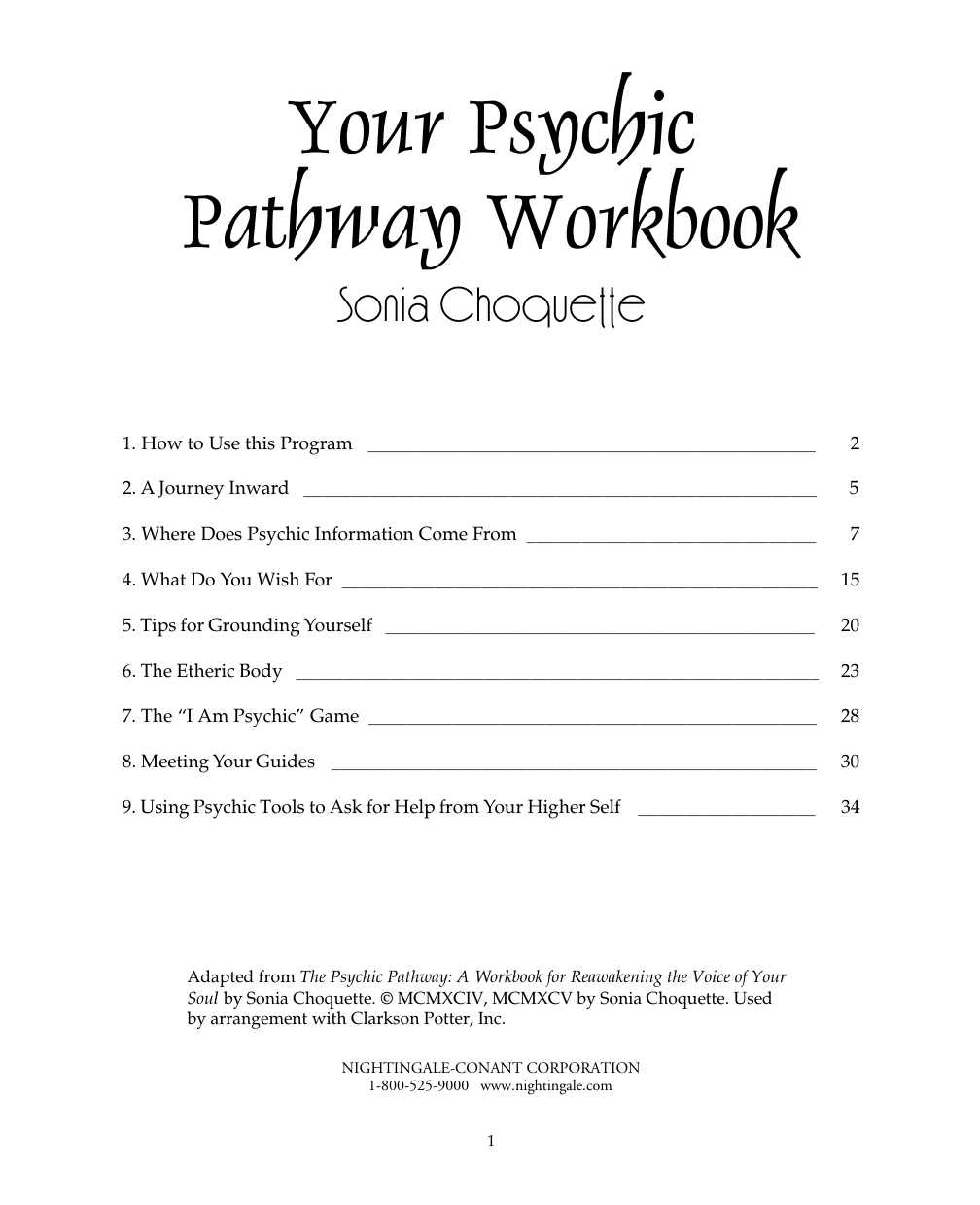 Sonia Choquette - Your Psychic Pathway Workbook cover