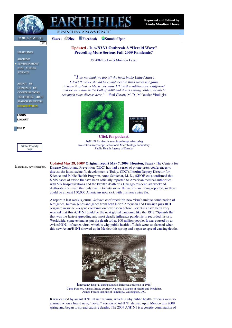 05 28 2009 Updated - Is AH1N1 Outbreak A Herald Wave Preceding More Serious Fall 2009 Pandemic cover