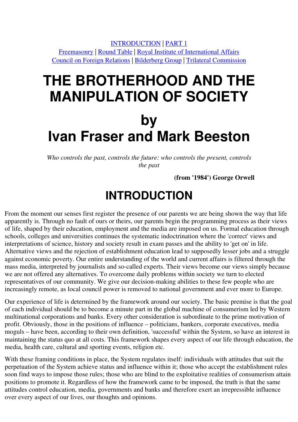 Brotherhood And The Manipulation Of Society cover