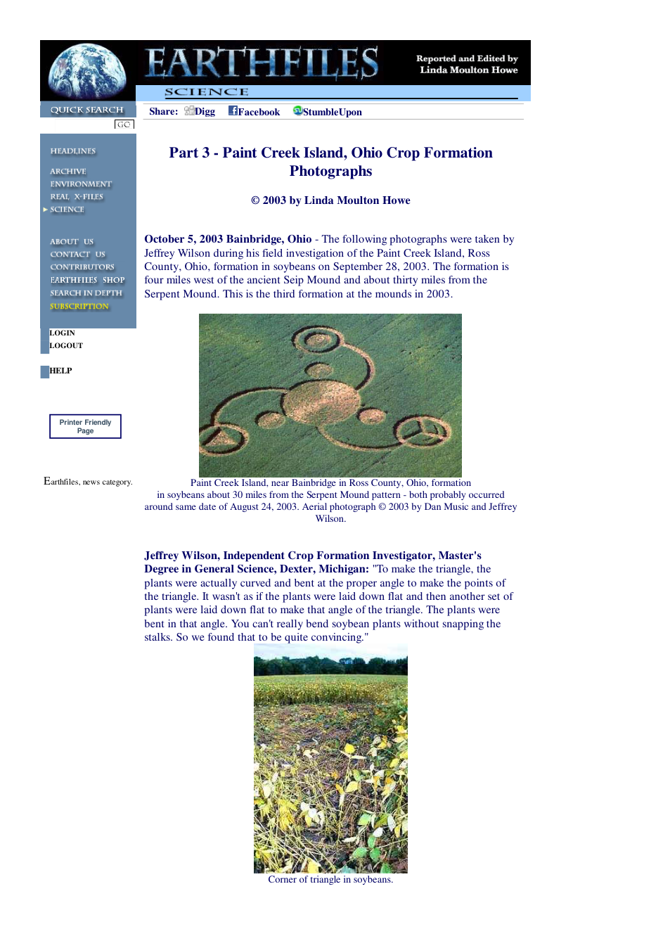 10 05 2003 Part 3 - Paint Creek Island, Ohio Crop Formation Photographs cover
