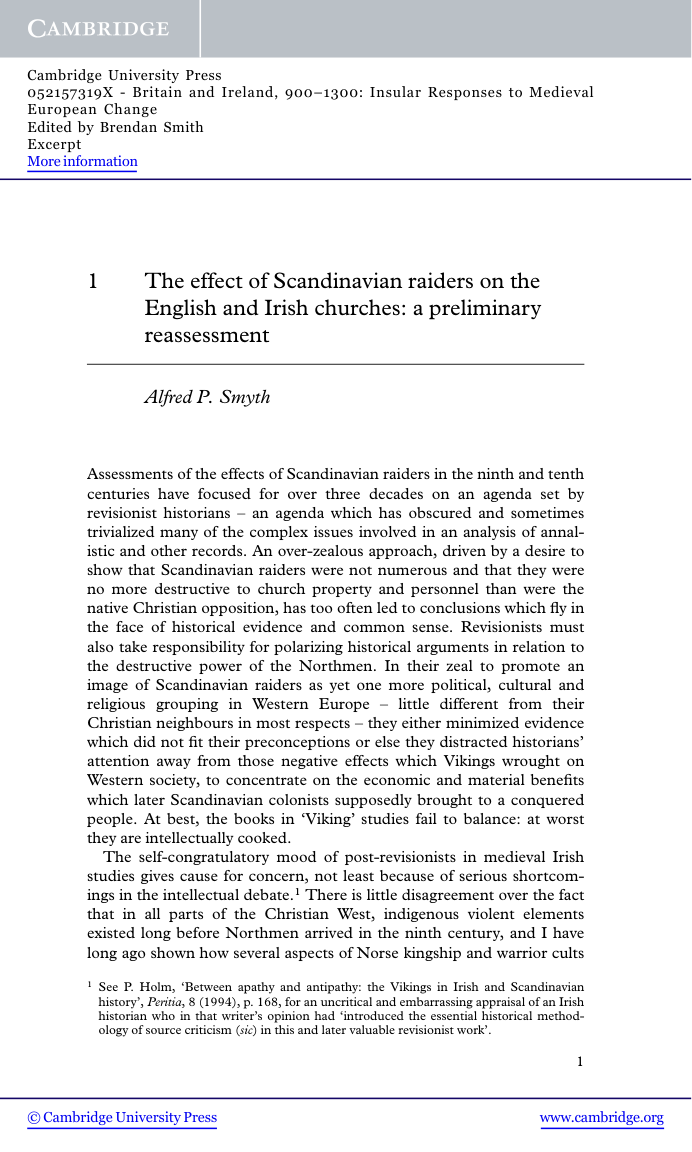The Effect of Scandinavian raiders on the English and irish churches a preliminary reassessment cover