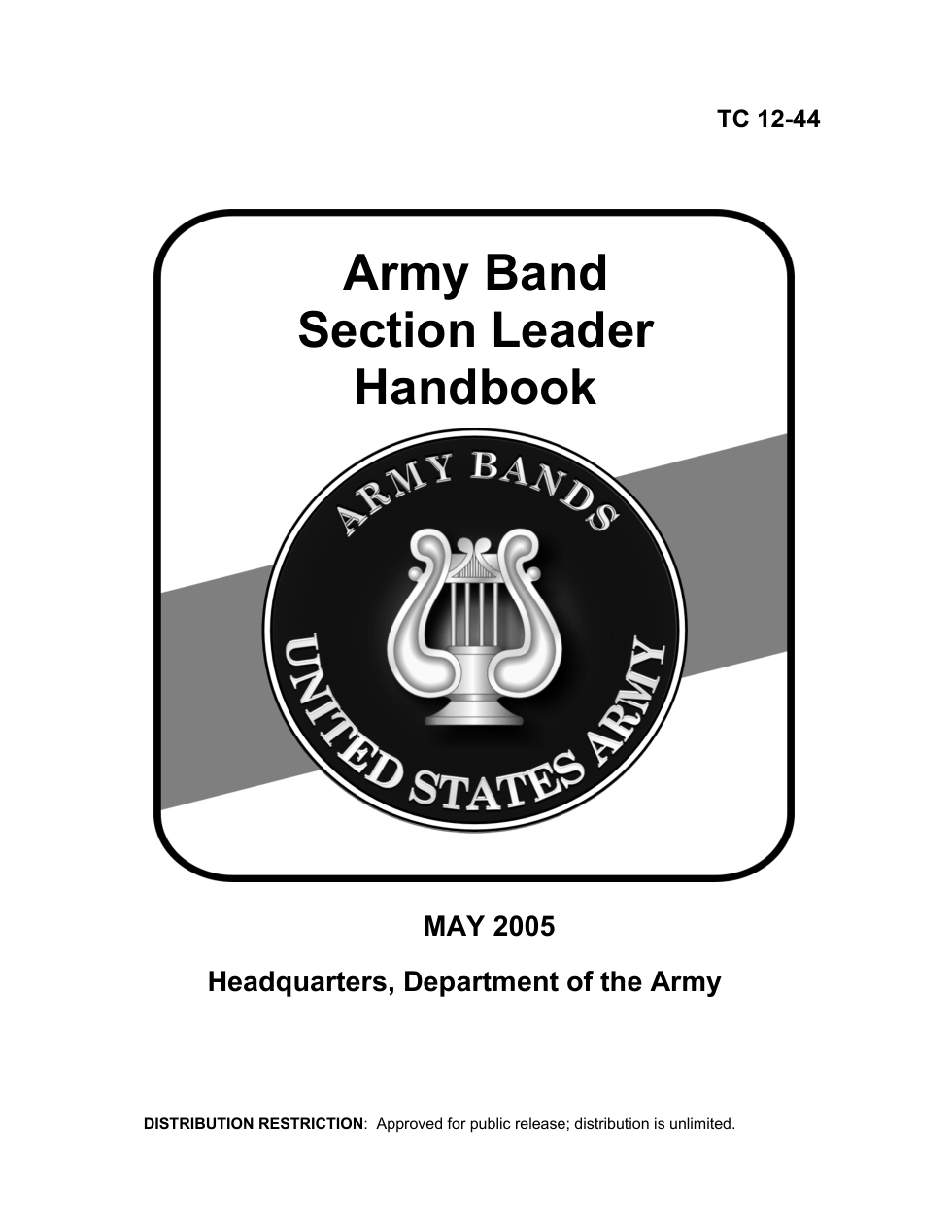 ARMY Band Section Leader Handbook 2005 70 pages cover