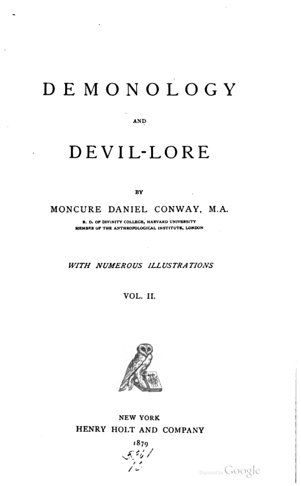Moncure Daniel Conway - Demonology and Devil-Lore, Vol. 2 cover